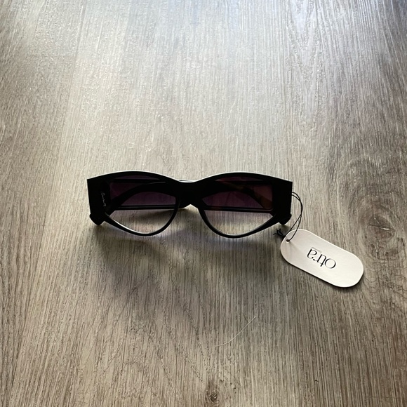 otra poppy matte black oval retro y2k statement sunglasses eyewear NEW - Picture 3 of 7